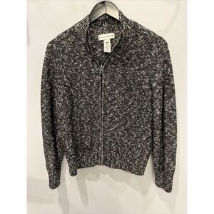 Evan Picone Wool Blend Knit Full Zip Cardigan Sweater Gray Size XL‎